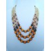 Necklace Patsyorka and earrings of onyx gemstone 3 threads